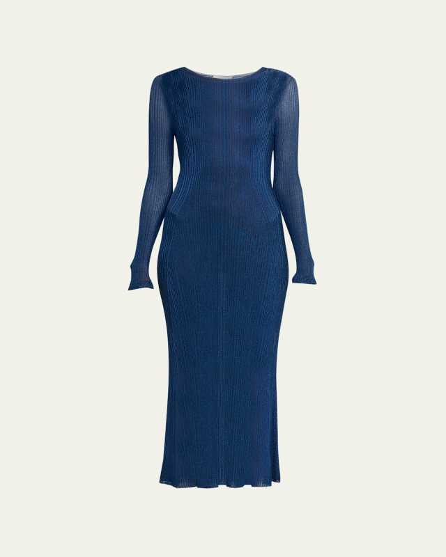 Simone Sheer Stripe Knit Midi Overlay Dress